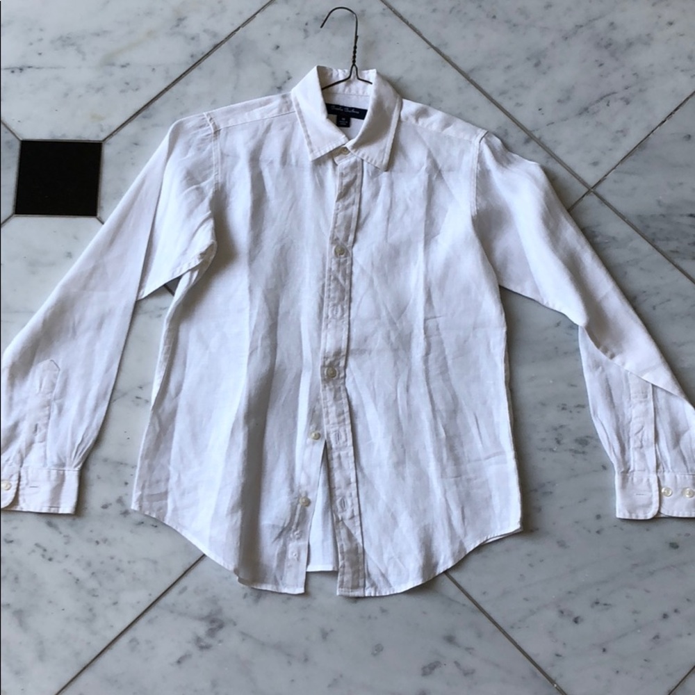 Brooks Brothers Boys Size Medium White Linen Shirt